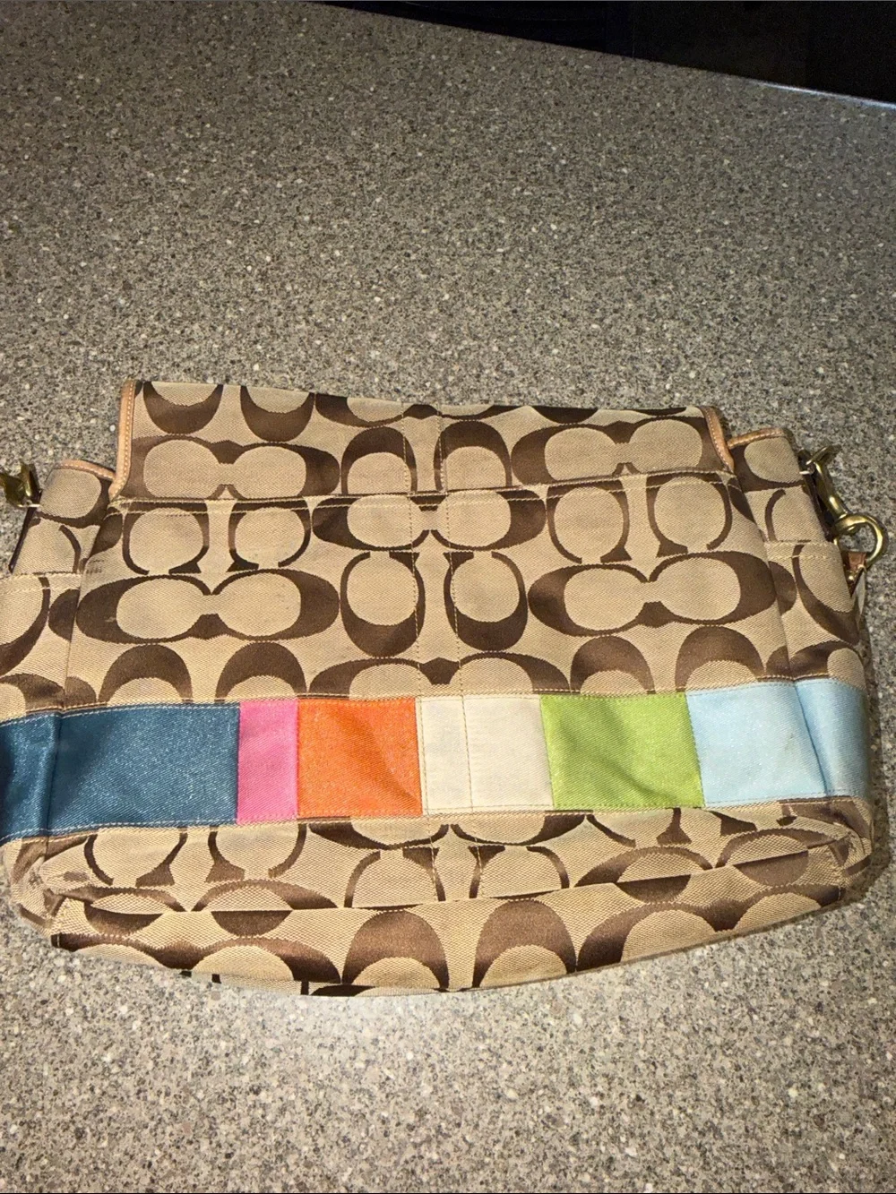 Coach y2k Signature Canvas Messenger Bag with Multicolor Block Trim